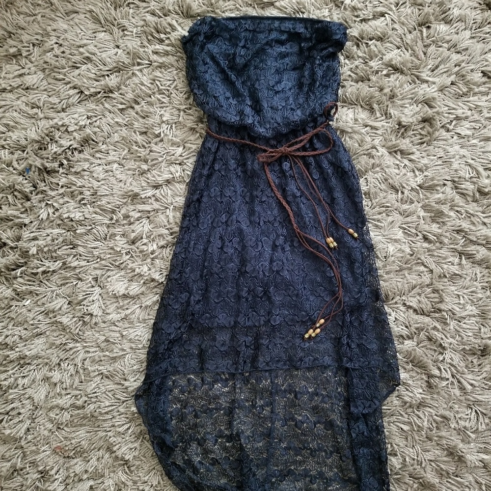 Navy Blue Boho Tube Dress